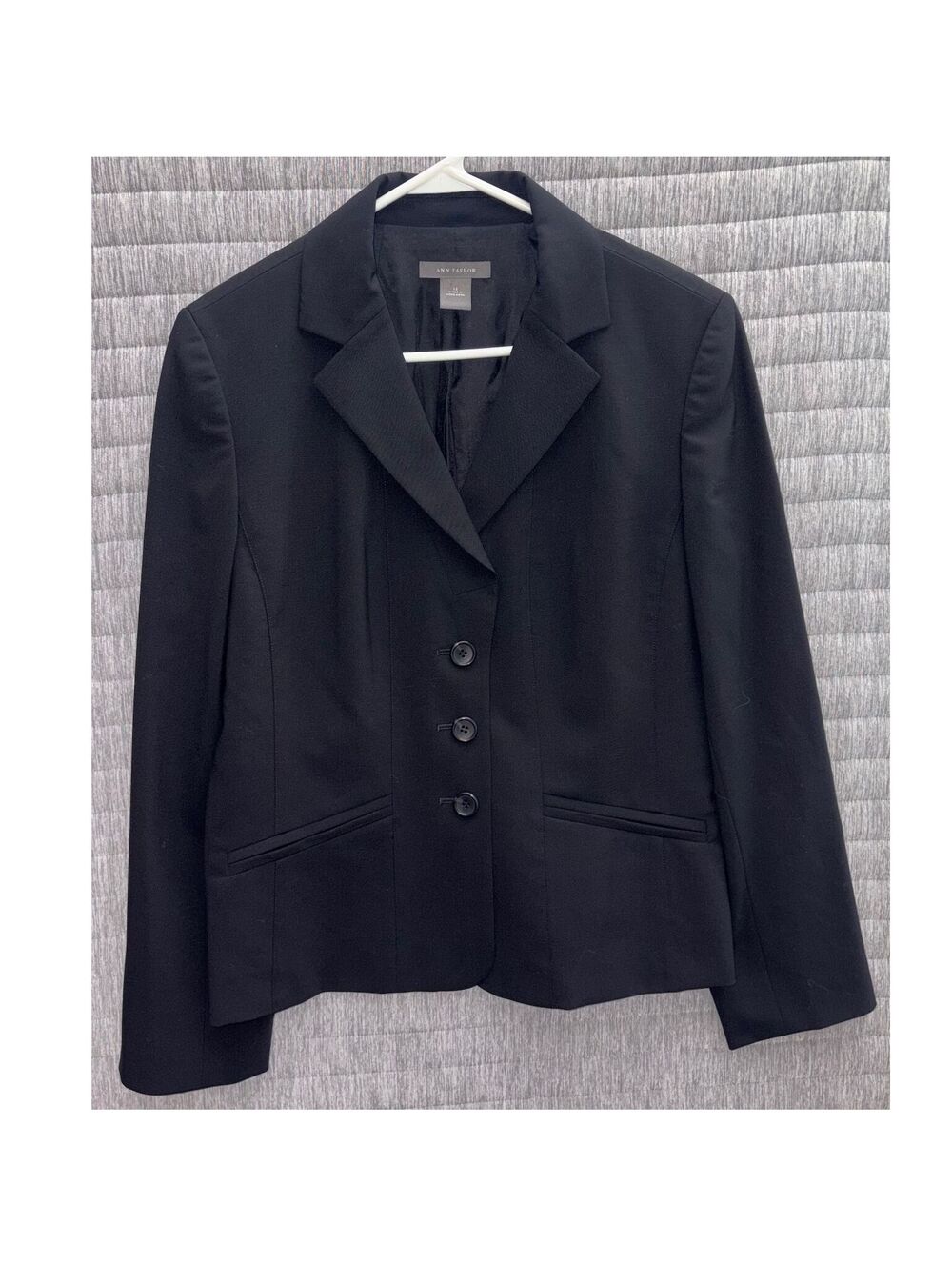 Ann Taylor Black Virgin Wool Blend Women's Blazer Size 12